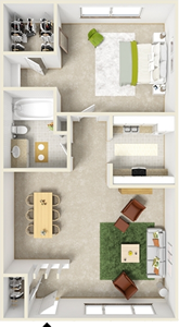 One Bedroom A  / One Bath - 662 Sq. Ft.*